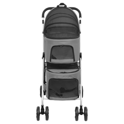 Passeggino Cani Pieghevole 2 Livelli Grigio 83x48x97cm Tessuto - homemem39