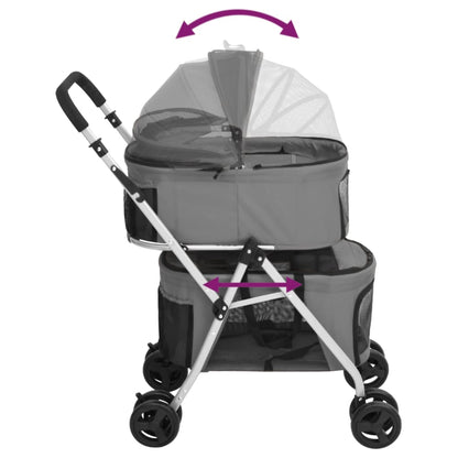 Passeggino Cani Pieghevole 2 Livelli Grigio 83x48x97cm Tessuto - homemem39
