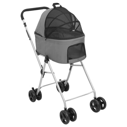 Passeggino Cani Pieghevole 2 Livelli Grigio 83x48x97cm Tessuto - homemem39