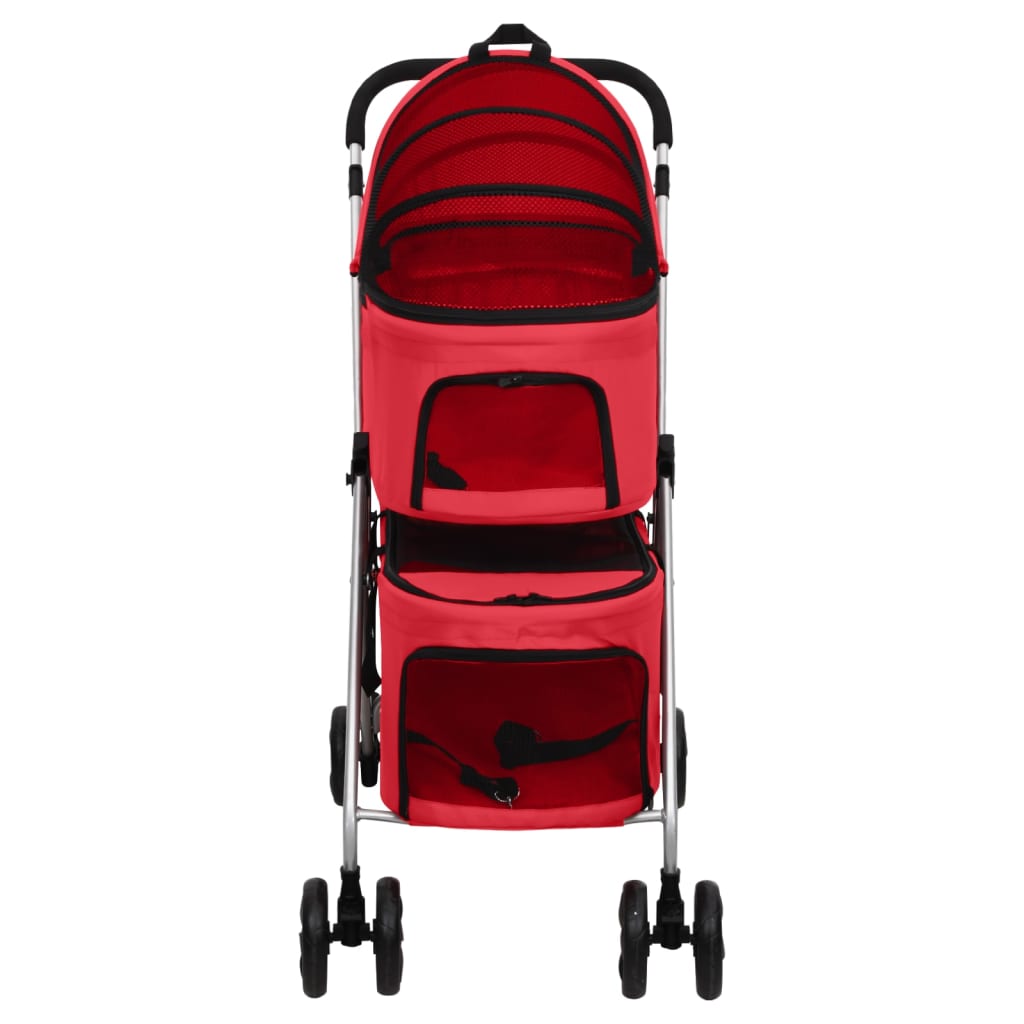 Passeggino Cani Pieghevole 2 Livelli Rosso 83x48x97cm Tessuto - homemem39