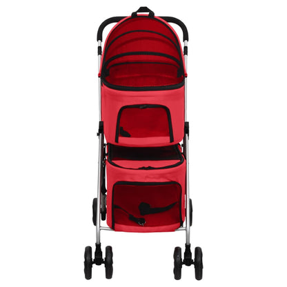 Passeggino Cani Pieghevole 2 Livelli Rosso 83x48x97cm Tessuto - homemem39