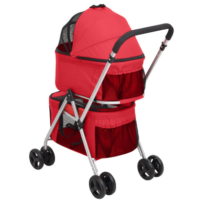 Passeggino Cani Pieghevole 2 Livelli Rosso 83x48x97cm Tessuto - homemem39