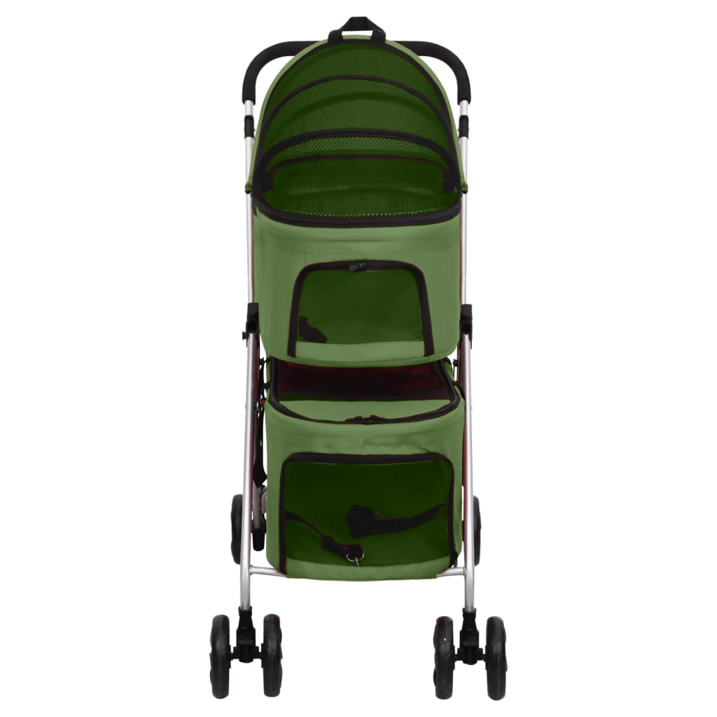 Passeggino Cani Pieghevole 2 Livelli Verde 83x48x97cm Tessuto - homemem39