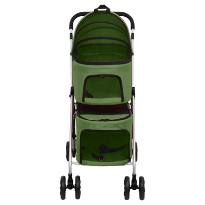 Passeggino Cani Pieghevole 2 Livelli Verde 83x48x97cm Tessuto - homemem39