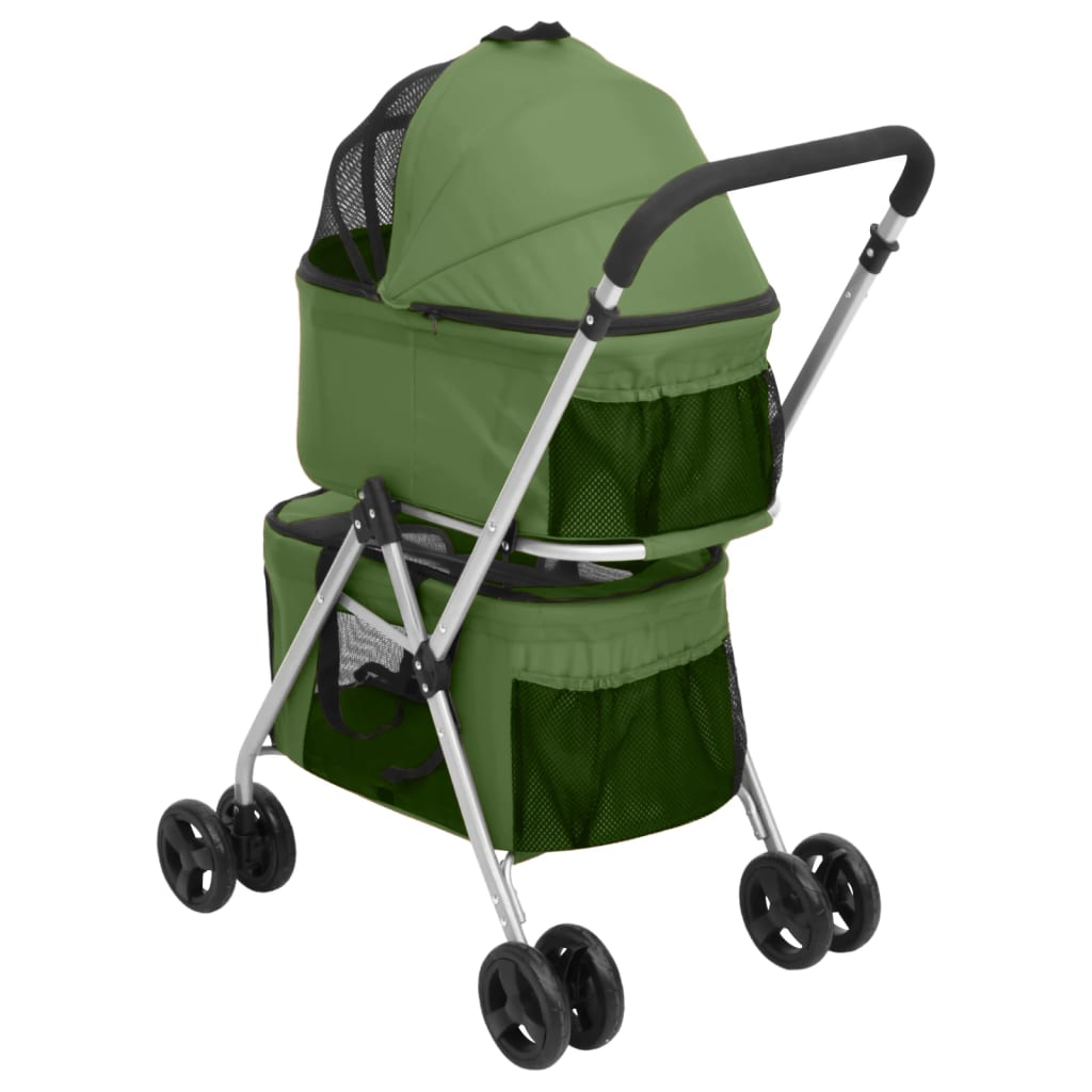 Passeggino Cani Pieghevole 2 Livelli Verde 83x48x97cm Tessuto - homemem39