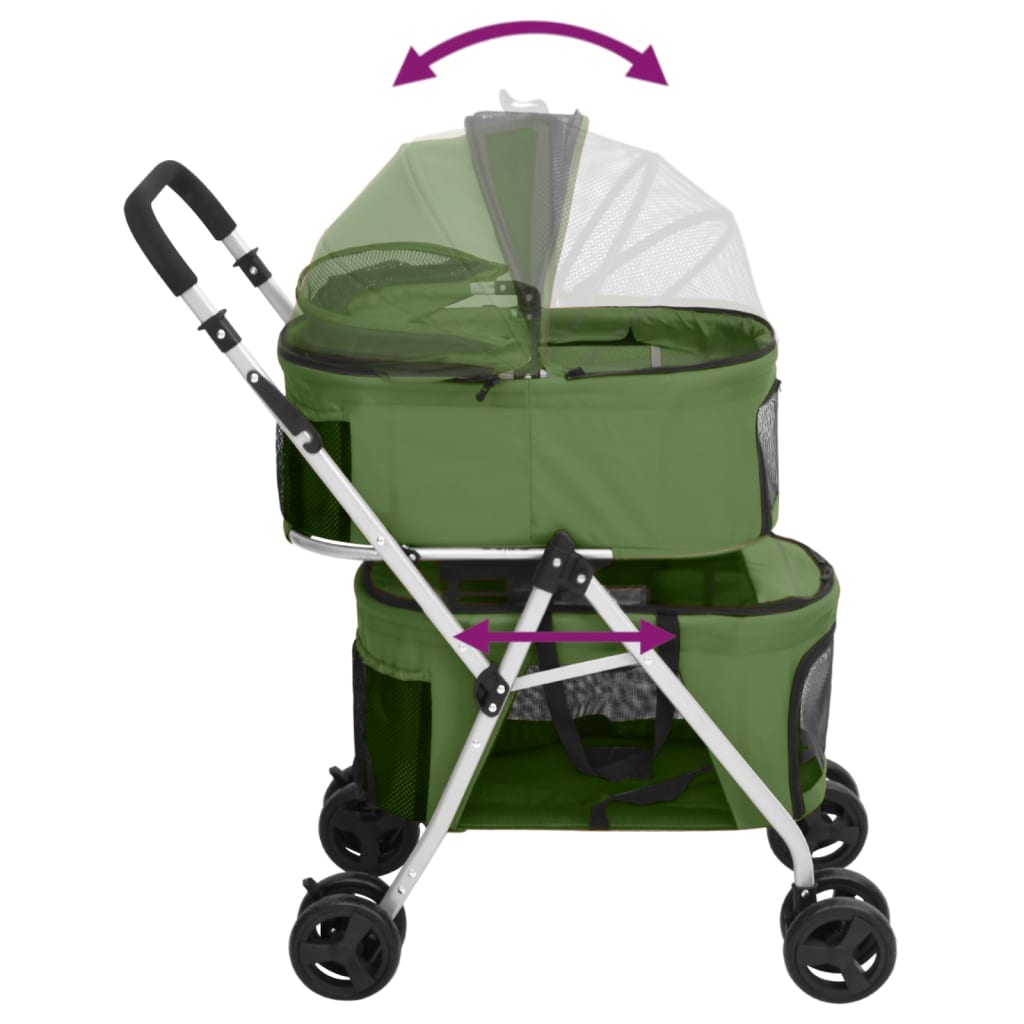 Passeggino Cani Pieghevole 2 Livelli Verde 83x48x97cm Tessuto - homemem39