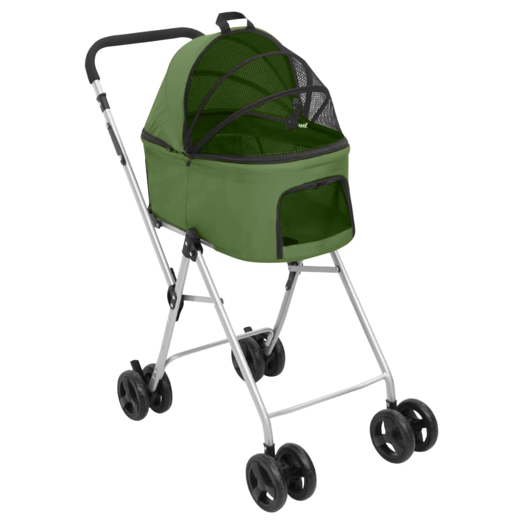 Passeggino Cani Pieghevole 2 Livelli Verde 83x48x97cm Tessuto - homemem39