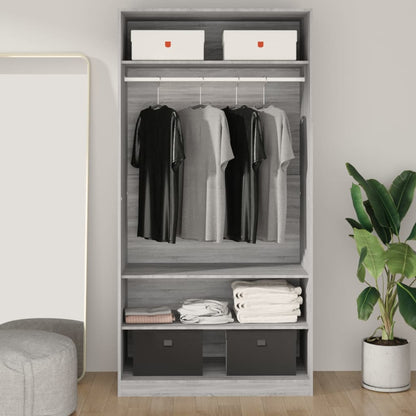 Armadio Grigio Sonoma 100x50x200 cm in Legno Multistrato - homemem39