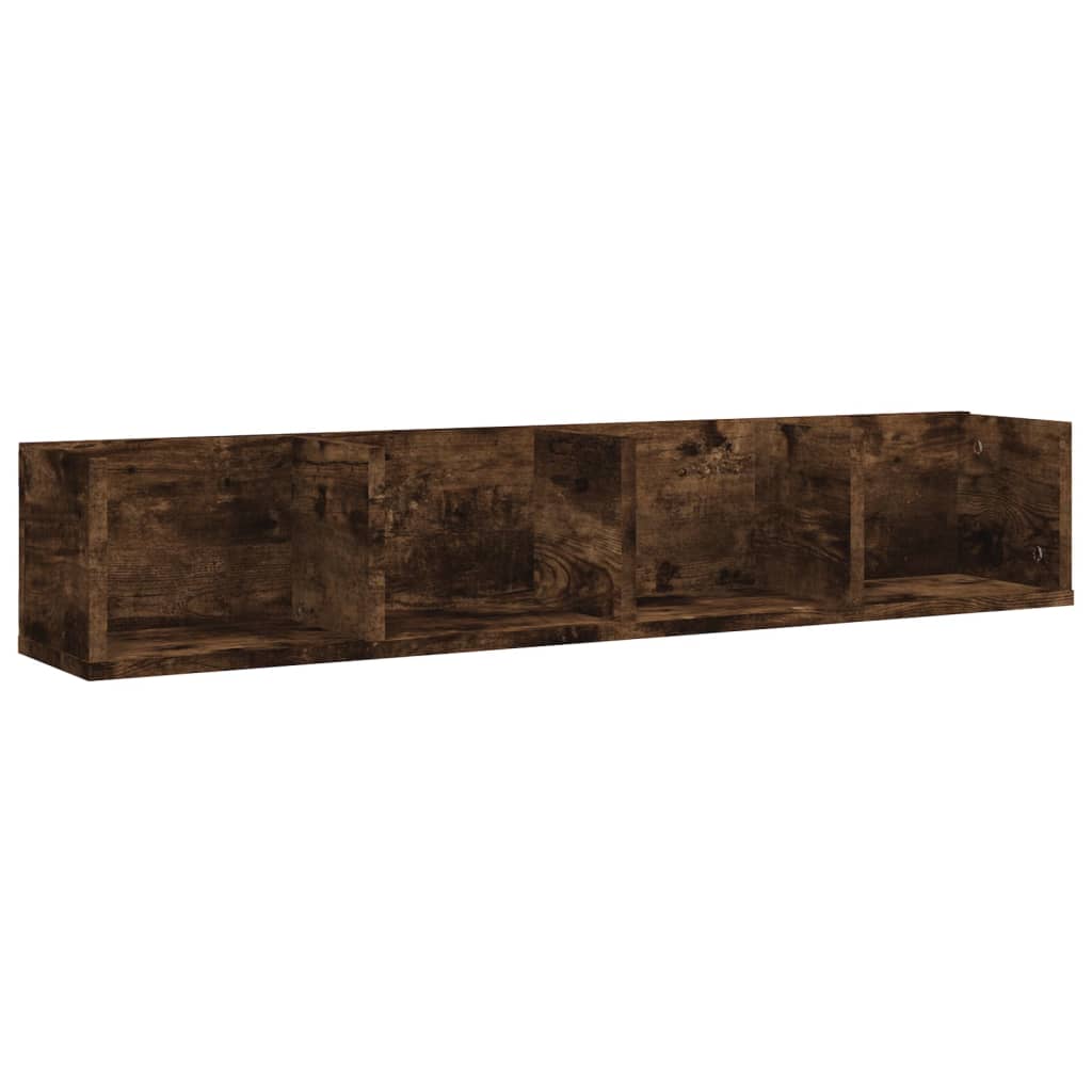 Mensola Muro Porta PC Rovere Fumo 100x18x18cm Legno Multistrato | homemem39