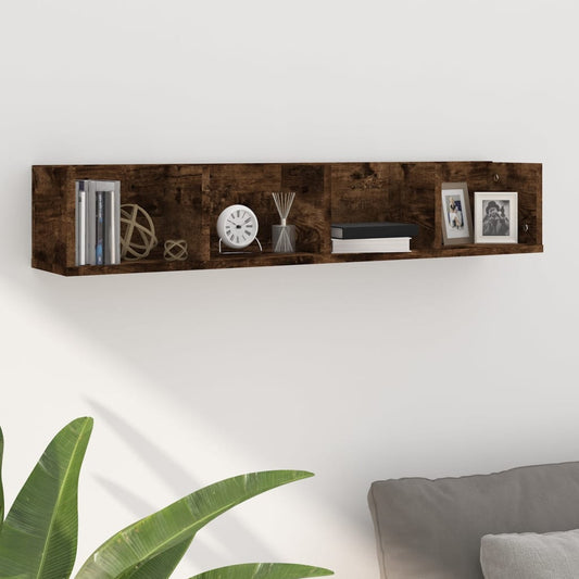 Mensola Muro Porta PC Rovere Fumo 100x18x18cm Legno Multistrato | homemem39