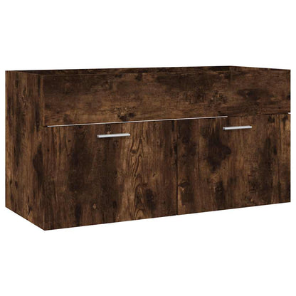 Set Mobili da Bagno 2 pz Rovere Fumo in Legno Multistrato | homemem39