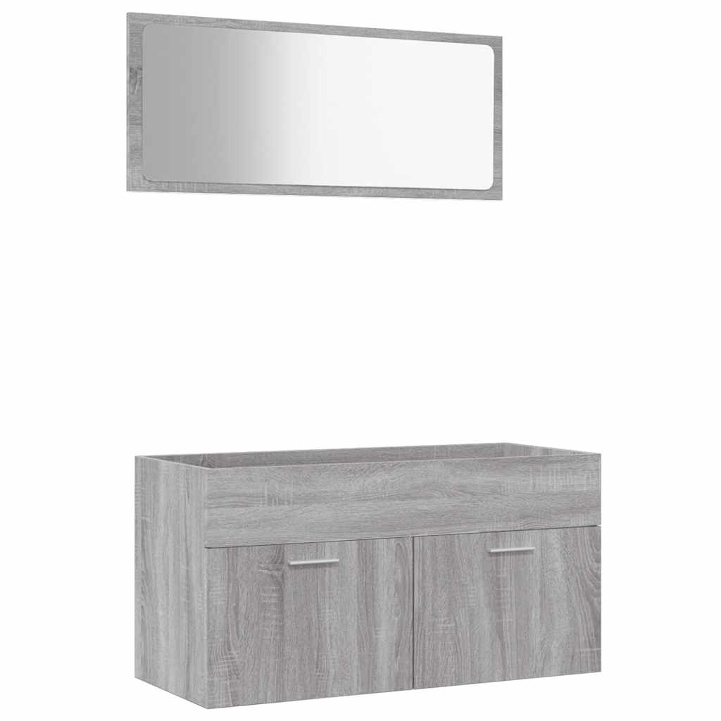 Set Mobili da Bagno 2 pz Grigio Sonoma in Legno Multistrato | homemem39