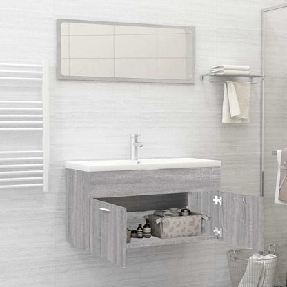 Set Mobili da Bagno 2 pz Grigio Sonoma in Legno Multistrato | homemem39