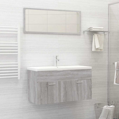 Set Mobili da Bagno 2 pz Grigio Sonoma in Legno Multistrato | homemem39