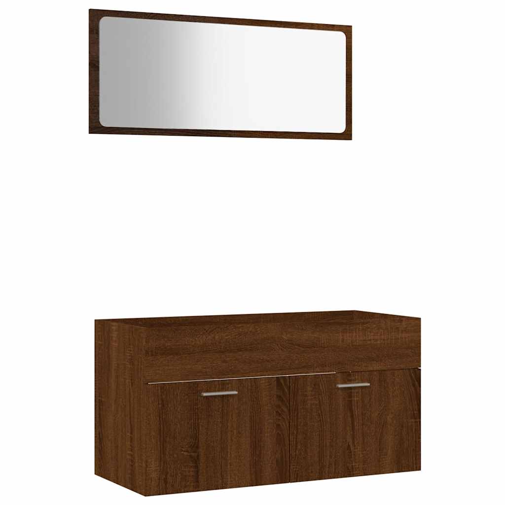 Set Mobili da Bagno 2 pz Rovere Marrone in Legno Multistrato | homemem39
