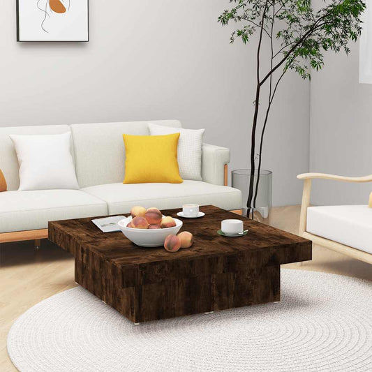 Tavolino da Salotto Rovere Fumo 90x90x28 cm Legno Multistrato | homemem39
