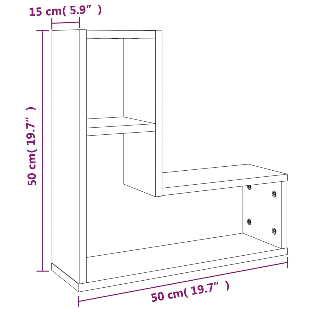 Mensole Parete 2pz Rovere Marrone 50x15x50 cm Legno Multistrato | homemem39
