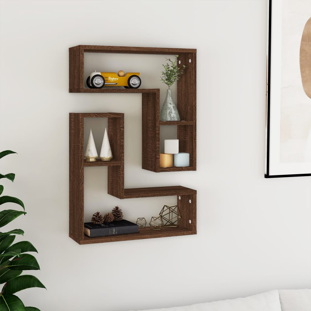 Mensole Parete 2pz Rovere Marrone 50x15x50 cm Legno Multistrato | homemem39