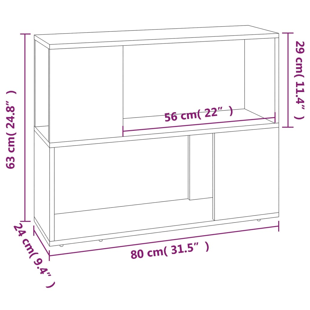 Libreria/Divisorio Rovere Fumo 80x24x63 cm | homemem39