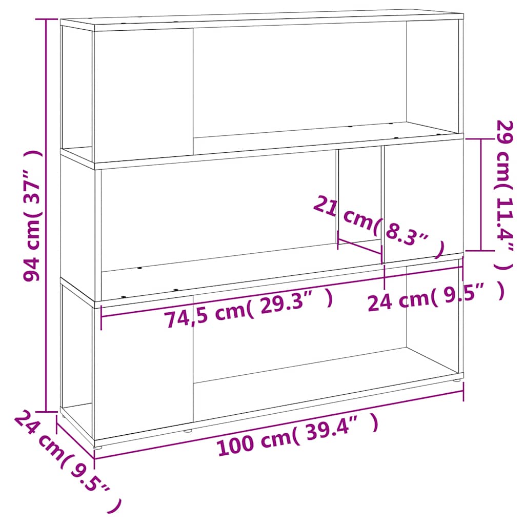 Libreria/Divisorio Rovere Fumo 100x24x94 cm | homemem39