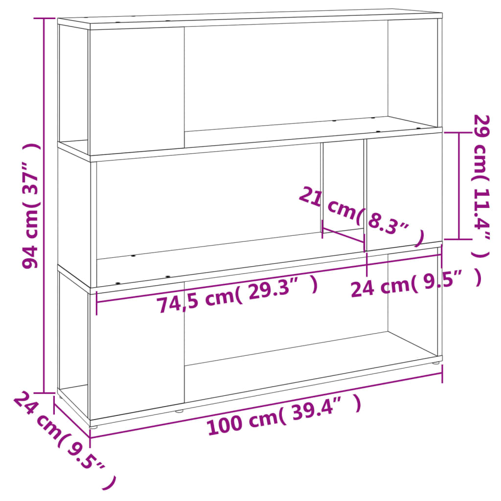 Libreria/Divisorio Grigio Sonoma 100x24x94 cm | homemem39