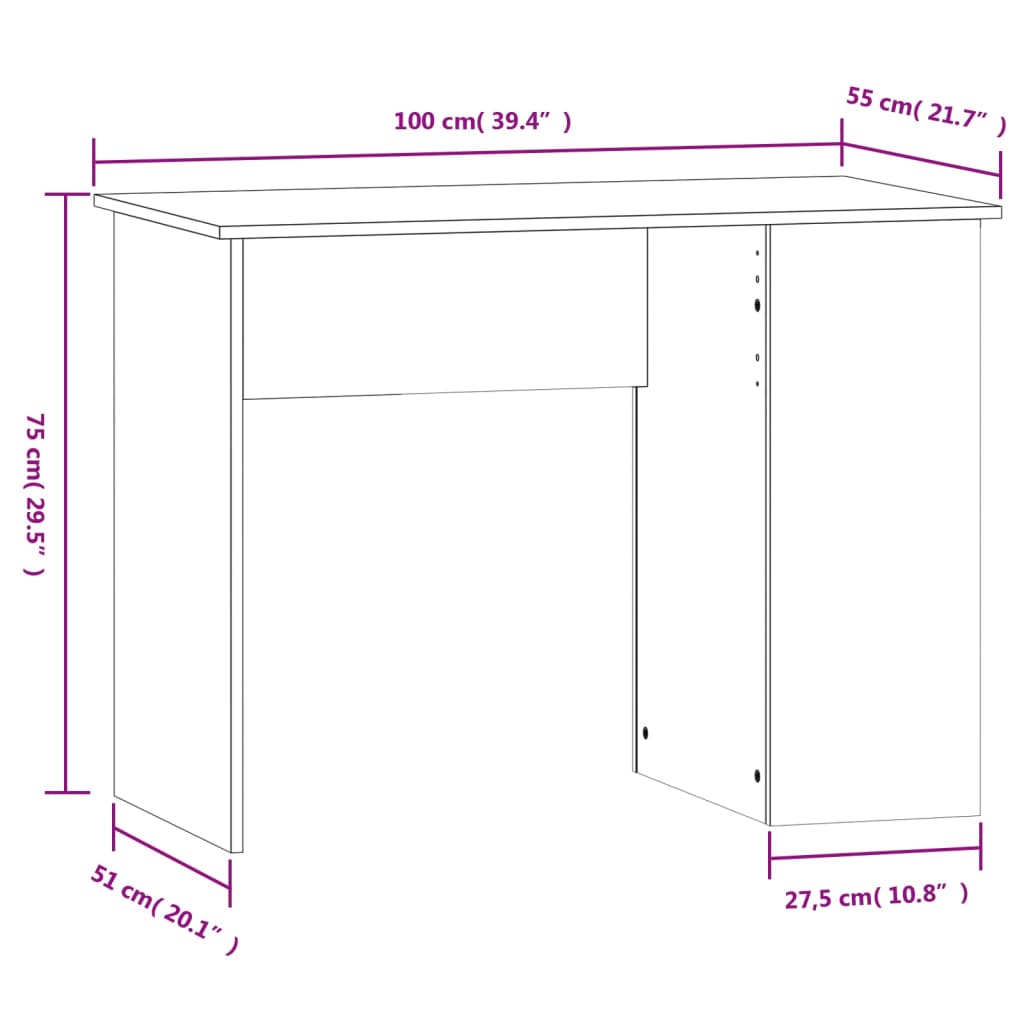 Scrivania Bianco Lucido 100x55x75 cm in Legno Multistrato - homemem39