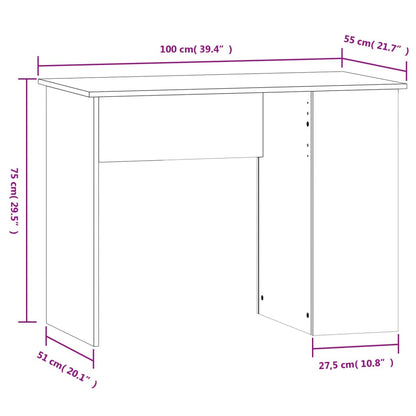Scrivania Bianco Lucido 100x55x75 cm in Legno Multistrato - homemem39