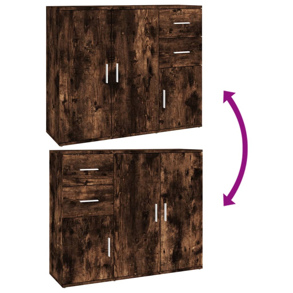 Credenza Rovere Fumo 91x29,5x75 cm in Legno Multistrato