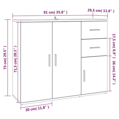 Credenza Rovere Marrone 91x29,5x75 cm in Legno Multistrato - homemem39