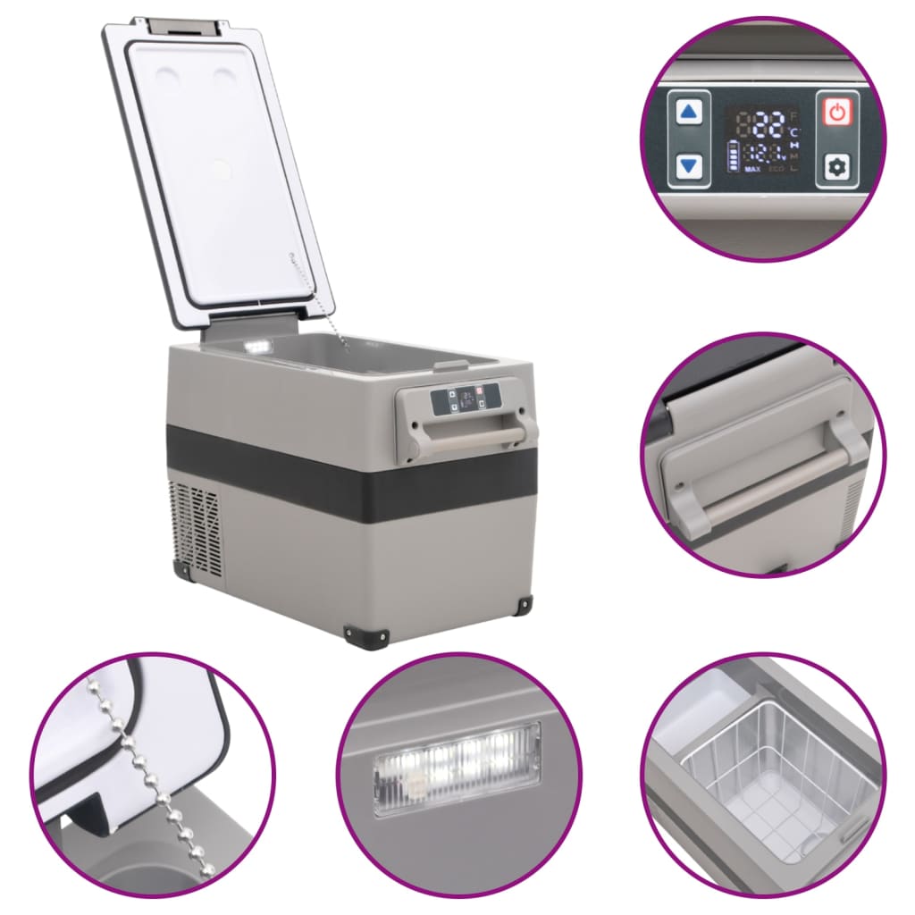 Borsa Frigo con Manico e Adattatore Nera e Grigia 55 L PP e PE - homemem39