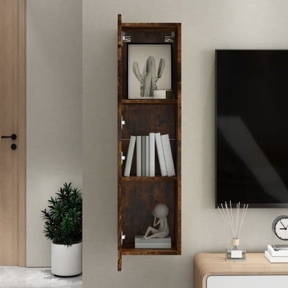 Mobile Porta TV a Parete Rovere Fumo 30,5x30x110 cm - homemem39
