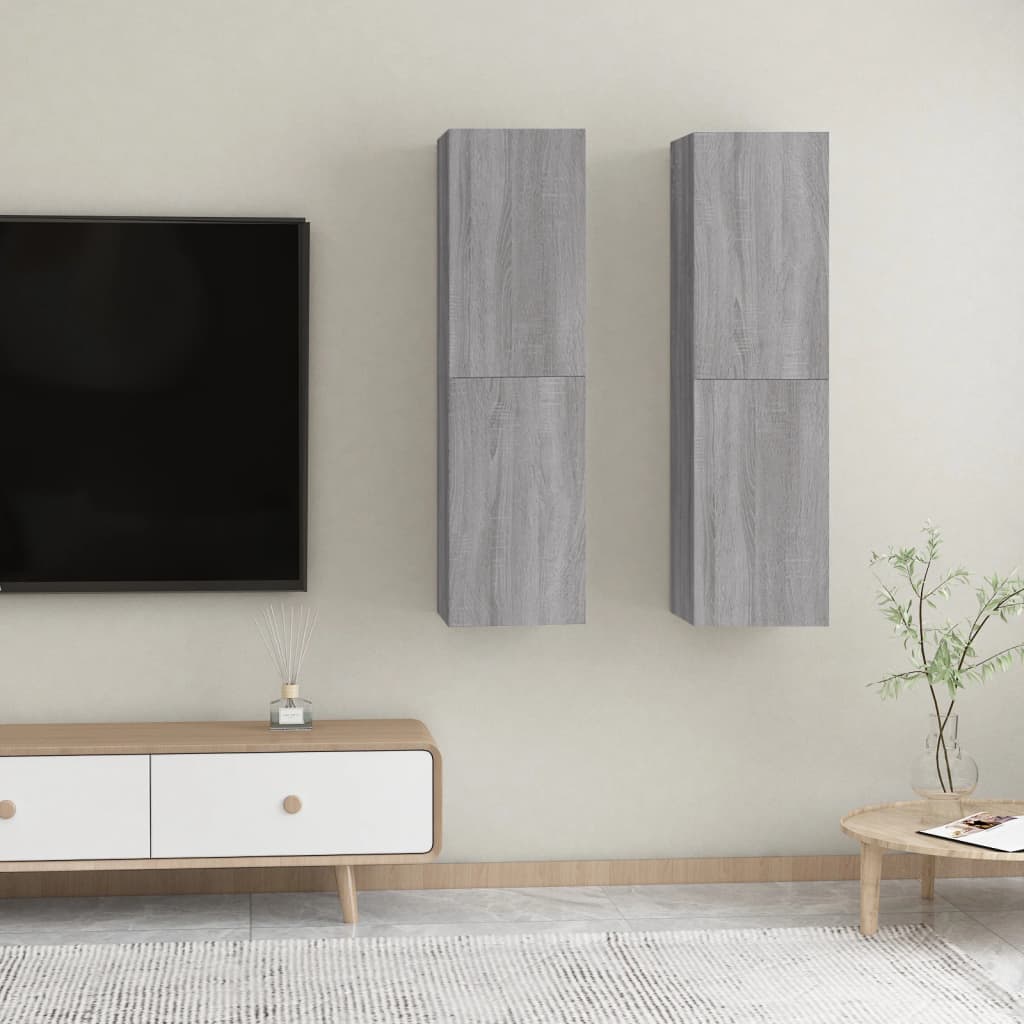 Mobili Porta TV a Parete 2 pz Grigio Sonoma 30,5x30x110 cm - homemem39