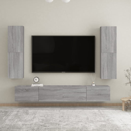 Mobili Porta TV a Parete 2 pz Grigio Sonoma 30,5x30x110 cm - homemem39