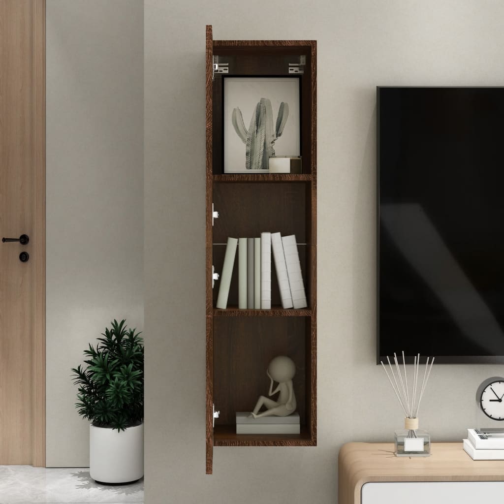 Mobile Porta TV a Parete Rovere Marrone 30,5x30x110 cm - homemem39