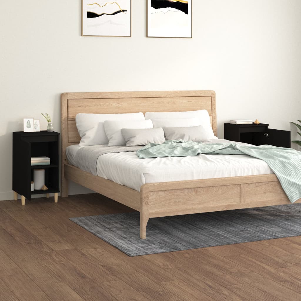 Comodini 2 pz Neri 40x35x70 cm in Legno Multistrato - homemem39