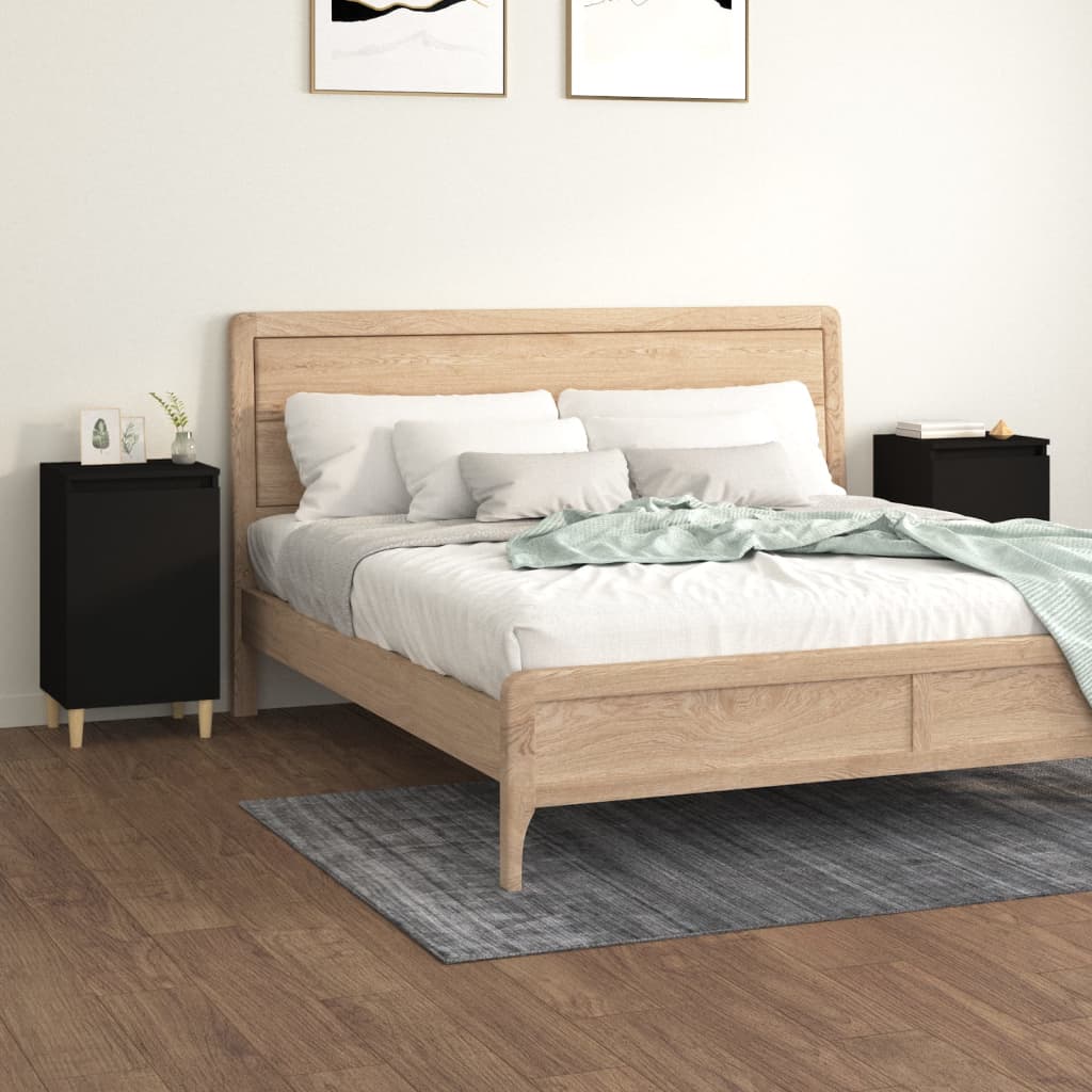 Comodini 2 pz Neri 40x35x70 cm in Legno Multistrato - homemem39