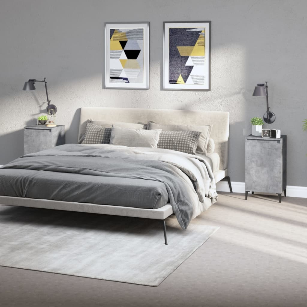 Comodini 2 pz Grigio Cemento 40x35x70 cm in Legno Multistrato - homemem39