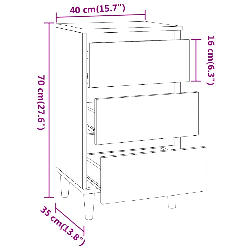 Comodino Grigio Cemento 40x35x70 cm in Legno Multistrato - homemem39