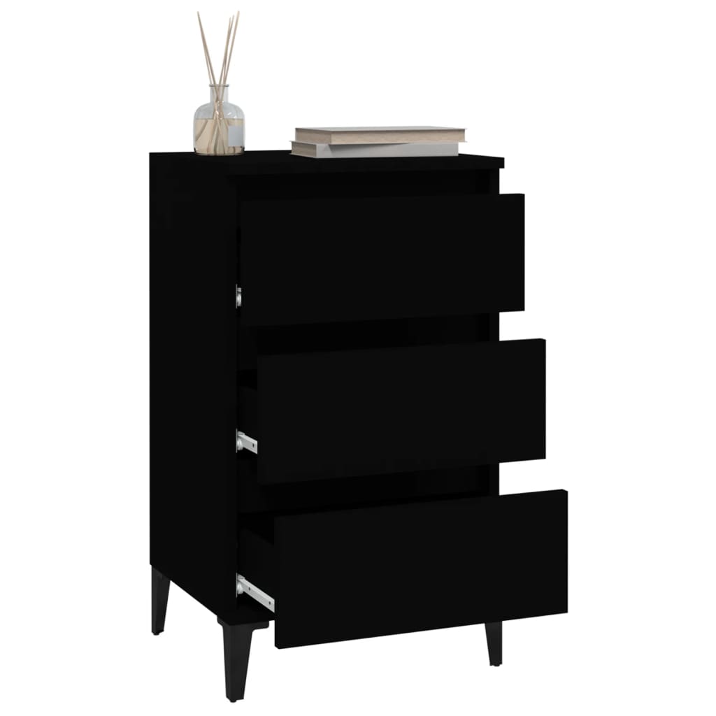 Comodino Nero 40x35x70 cm in Legno Multistrato - homemem39