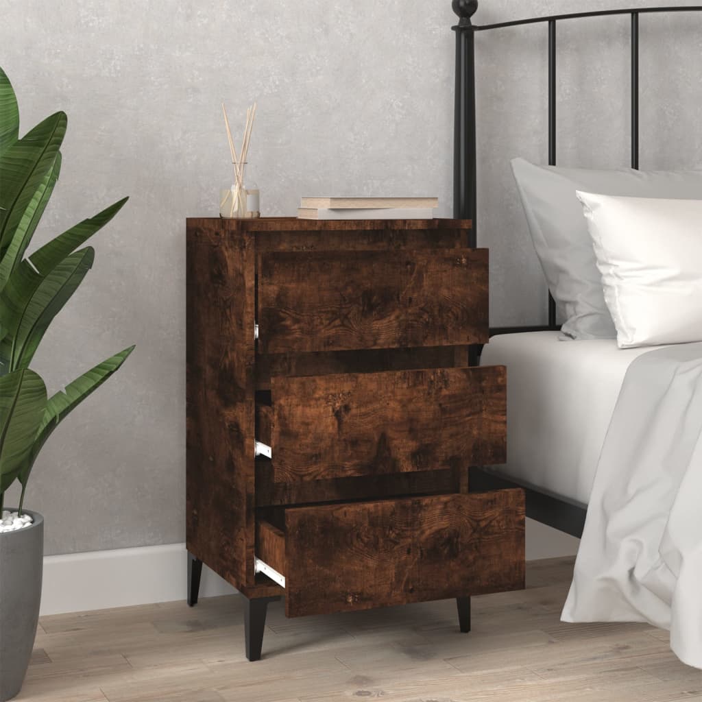 Comodino Rovere Fumo 40x35x70 cm Legno Multistrato - homemem39
