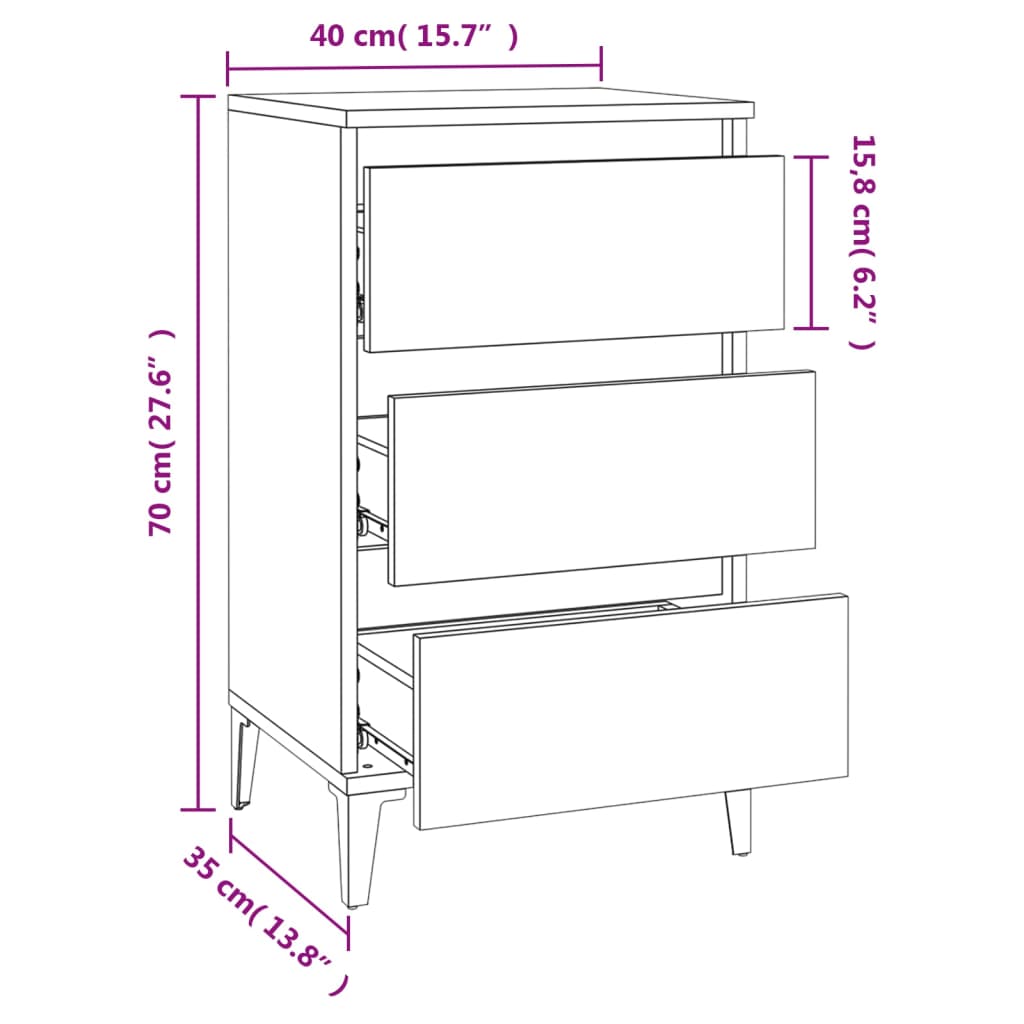 Comodino Rovere Fumo 40x35x70 cm Legno Multistrato - homemem39