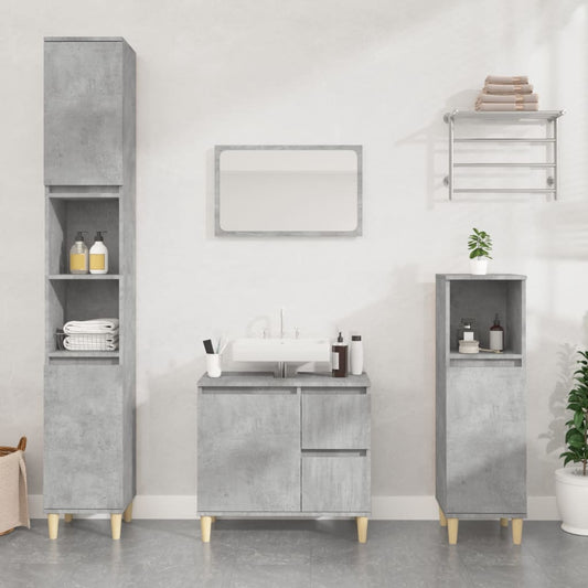 Armadietto Bagno Grigio Cemento 30x30x190 cm Legno Multistrato - homemem39