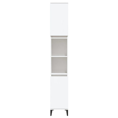 Armadietto da Bagno Bianco 30x30x190 cm in Legno Multistrato - homemem39