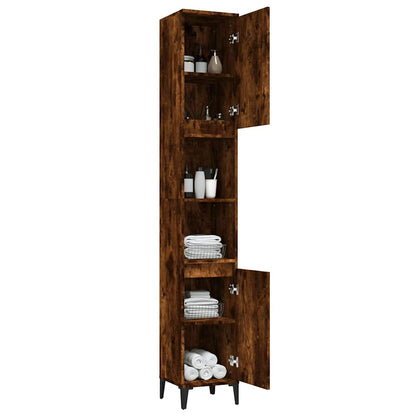 Armadietto Bagno Rovere Fumo 30x30x190 cm in Legno Multistrato