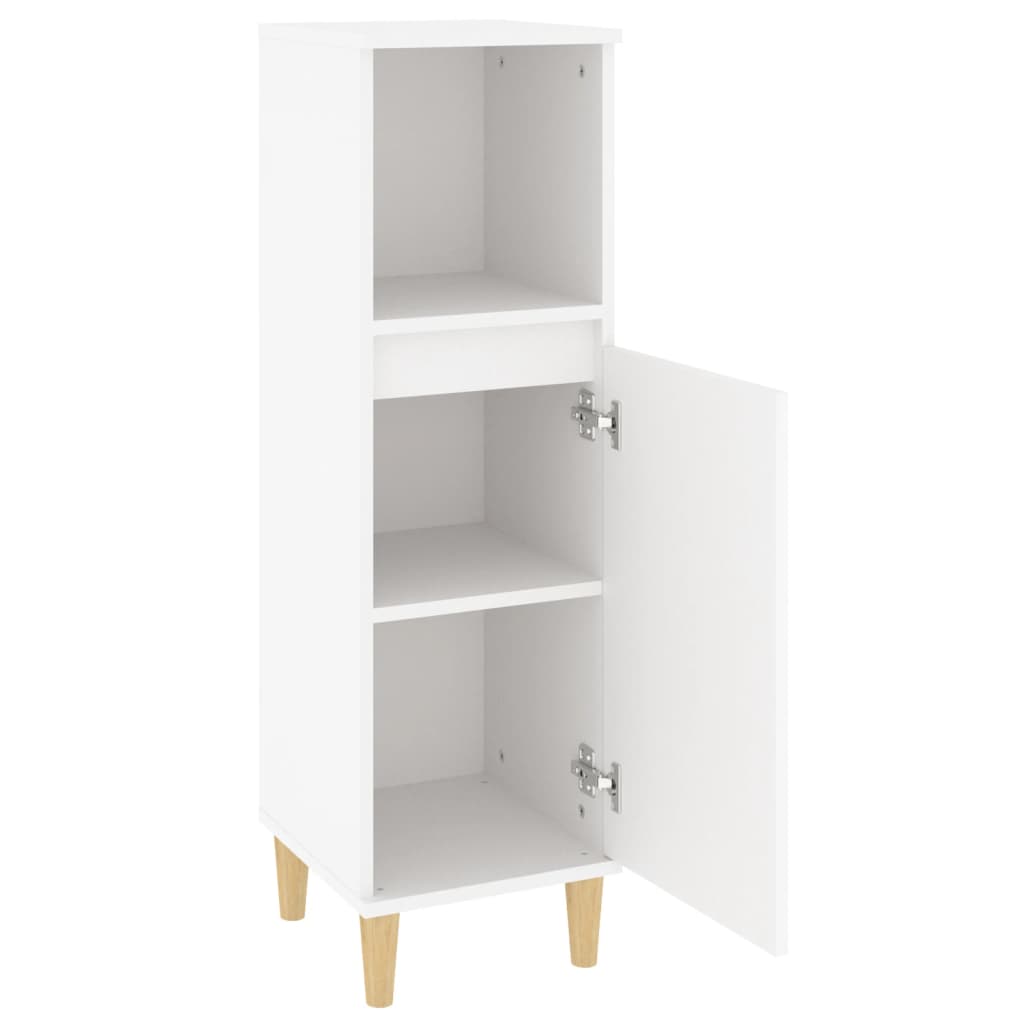 Armadietto da Bagno Bianco 30x30x100 cm in Legno Multistrato | homemem39