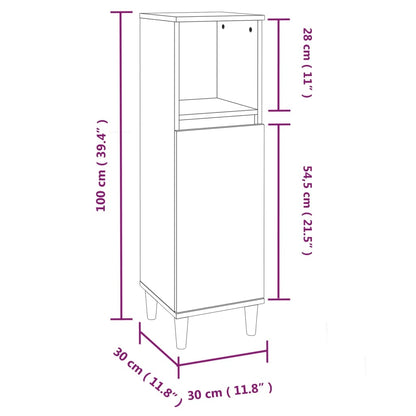 Armadietto da Bagno Bianco 30x30x100 cm in Legno Multistrato | homemem39