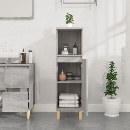 Armadietto Bagno Grigio Sonoma 30x30x100cm in Legno Multistrato | homemem39
