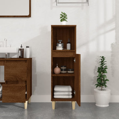 Armadietto Bagno Rovere Marrone 30x30x100 cm Legno Multistrato | homemem39