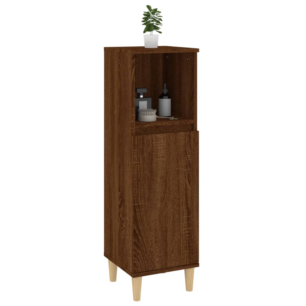 Armadietto Bagno Rovere Marrone 30x30x100 cm Legno Multistrato | homemem39