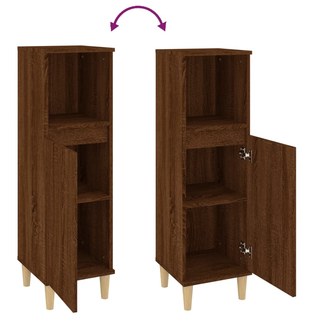 Armadietto Bagno Rovere Marrone 30x30x100 cm Legno Multistrato | homemem39